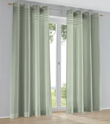 Produktbild von Ösen-Vorhang Kessy Biese salbei mit eleganter Stoff-Blende – halbtransparent, moderner Look ca. 140 + 225 cm (1 Stück)