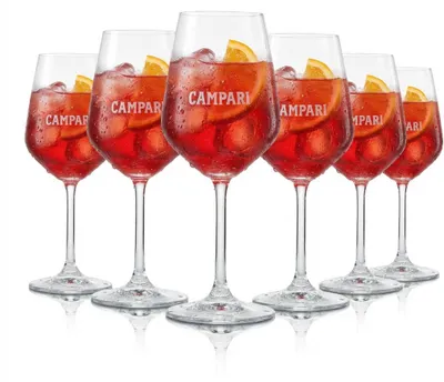 Produktbild von 6x Campari Glas 0,48l Stielgläser Amalfi-Edition für Aperitif Cocktails Longdrinks