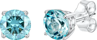 Zdjęcie produktu dla V Kolczyki sztyfty 375/- żółte złoto białe rodowane niebieski topaz