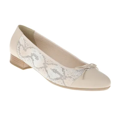 Produktbild von LEI BY TESSAMINO Damen Ballerina Pumps Cecila aus echtem Leder, elegante klassische Barfuß Sommerschuhe mit runder Spitze, mit Absatz Weite G, bequeme festliche flache Damenschuhe Größe: 7, Farbgruppe: beige