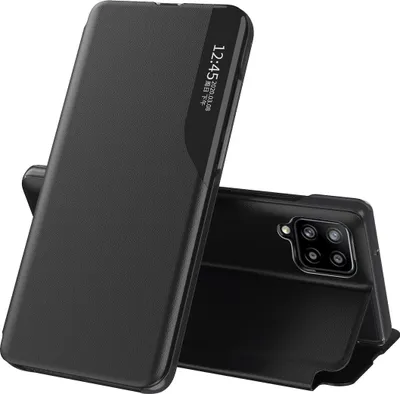 Produktbild von Samsung Galaxy A22 4G Hülle, Smart View Fenster Flip Stand Cover Kunstleder Schutzhülle für Samsung Galaxy A22 4G Schwarz