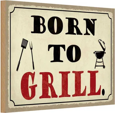 Produktbild von vianmo Holzschild 20x30 cm born to Grill Grillen Essen Trinken