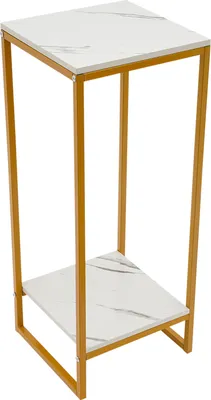 Productafbeelding van Moderne metalen plantenstandaard, 2 lagen, 30,2*30,2*75cm. Geschikt voor bloemen, planten, tuin, balkon. Plantenrek, bloempotstandaard, decoratie voor huis en kantoor (goud)