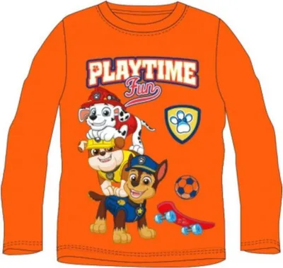 Produktbild von Paw Patrol Langarm-T-Shirt für Jungen - "Playtime Fun" Design, 100% Baumwolle, orange,128