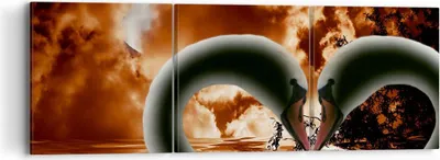 Produktbild von Bild auf Leinwand - Leinwandbild - Schwäne Nacht Liebe - 90x30cm - Wand Bild - Wanddeko - Wandbilder - Leinwanddruck - Bilder - Kunstdruck - Wanddekoration - Leinwand bilder - Wandkunst - CA90x30-0293