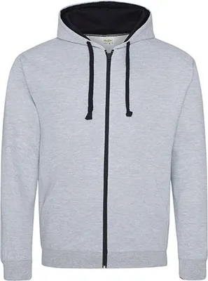 Immagine prodotto di Just Hoods JH053 | Felpa con cappuccio Varsity Zoodie con zip - Colore: Heather Grey/French Navy - Taglia: L