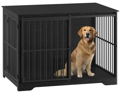 Produktbild von Hundebox - Hundekäfig - Hundehütte - Hundebox mit Tür - Hundegehege - Schwarz