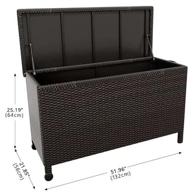Produktbild von Garten Aufbewahrungsbox - Deckbox / Auflagenbox - 125 Gallon - Wasserdichte PE Polyrattan Truhenbox - Mit Rollen und Griffen - Braun
