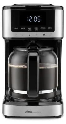 Produktbild von Ufesa Ariccia 14, Filterkaffeemaschine, 1,8 l, Gemahlener Kaffee, 900 W, Schwarz, Edelstahl