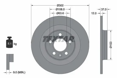 Produktbild von 2 Textar Bremsscheiben hinten für Volvo Xc40