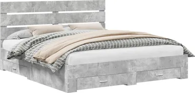 Immagine prodotto di vidaXL Struttura letto con cassetti, grigio cemento, 200 x 200 cm, materiale a base di legno
