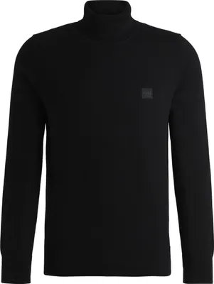 Produktbild von Boss Orange Rollkragenpullover Akiro schwarz einfarbig Baumwolle und Kaschmir