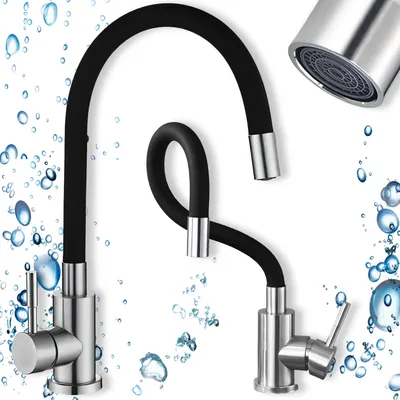 Produktbild von Küchenarmatur Hochdruck Wasserhahn Küche Einhandmischer 360° Drehbar, Ausziehbare Silikon Armatur mit Verstellbarer Höhe und Reichweite, Retoo
