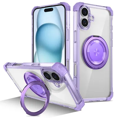 Productafbeelding van Voor Apple iPhone 16 Plus, gouden beschermhoes met CD-patroon, MagSafe, magnetisch, paars