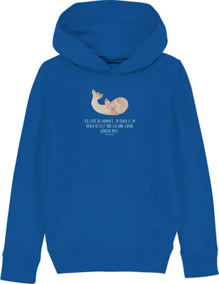 Produktbild von Mr. & Mrs. Panda Organic Kinder Hoodie Robbe Liegen 5-6 Jahre (110/116) - Royal Blue - Geschenk, Seehund, Ostsee, Nordsee, Kapuzenpulli, Lustige Sprüche, Lachen, Freude