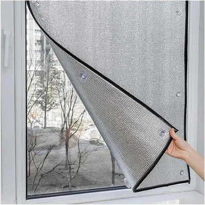 Zdjęcie produktu dla Aluminiowa osłona przeciwsłoneczna – folia izolacyjna – osłona termiczna – dwustronna, aluminiowa – 90 x 160 cm – srebrna