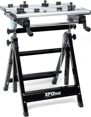 Imagen del producto de Banco de trabajo móvil, hasta 100 kg - Mesa de trabajo plegable - Altura ajustable de 77 a 107 cm - Con bordes elevados