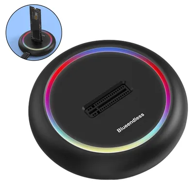 Produktbild von M.2 NVMe und NGFF SSD Docking Station mit RGB, RIITOP M.2 NVMe SSD Reader für NVMe und (B+M Key SATA) SSD externes Gehäuse,USB 3.1