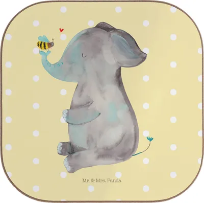 Produktbild von Mr. & Mrs. Panda Untersetzer für Gläser Elefant Biene - Gelb Pastell - Geschenk, bieruntersetzer, Liebe, Tassenuntersetzer, Coaster, Liebesspruch, Lustige Sprüche, Tassen