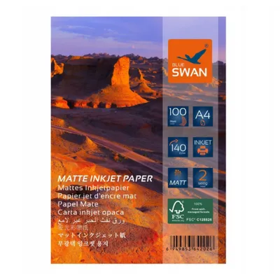 Zdjęcie produktu dla Papier fotograficzny A4 140g Blue Swan 100 sztuk dwustronny matowy wodoodporny szybkoschnący do drukarek atramentowych