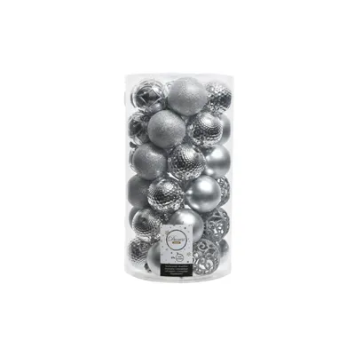 Produktbild von Weihnachtskugeln Kunststoff Ornamente 6cm 37er Set - Silber