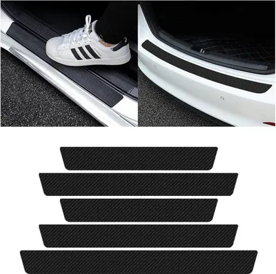 Image de Protection des seuils de porte de voiture 4 pièces film carbone anti-rayures - Coffre résistant