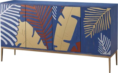 Produktbild von FURNLUX Anrichte Stilig Blau Und Rot Und Gold 160cm / Hauptfarbe: Blau / Abmessungen: 160 x 86 x 40 cm