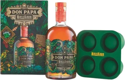 Produktbild von Don Papa Masskara Rum 40% 0,7L + Ice Cube Shooter form in Brandneuer Geschenkbox