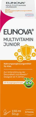 Produktbild von EUNOVA Junior Multivitamin Sirup, 12 Vitamine, Nahrungsergänzungsmittel für Kinder ab 4 Jahren, 150 ml