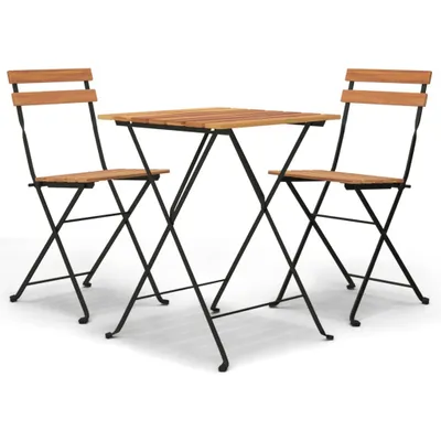 Produktbild von 3-tlg. Bistro-Set Klappbar Massivholz Teak und Stahl