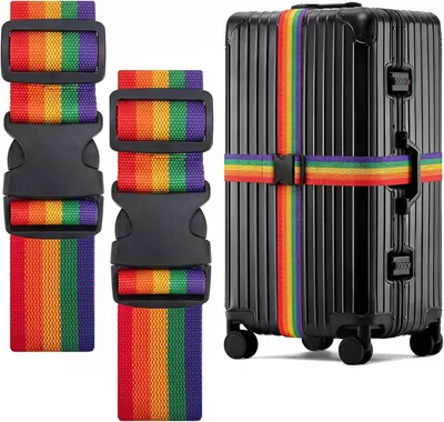 Imagen del producto de Correas para equipaje, 2 unidades, colores del arcoíris, 250 cm de longitud, para viajes