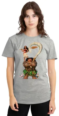 Immagine prodotto di T-shirt da donna Disney Moana, modello Maui Moana, colore grigio melange sportivo, taglia S