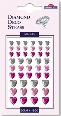 Produktbild von Global Gift Silber Strass Pink Und Herzen Laser Face Art Aufkleber One Size