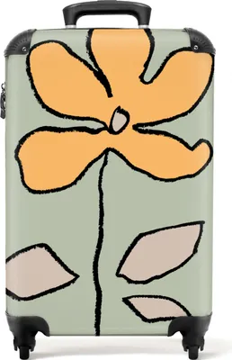 Produktbild von NoBoringSuitcases.com® Koffer Handgepäck Trolley Rollkoffer Kleine Reisekoffer mit 4 Rollen - Blume - Gelb - Grün - Abstrakt - Cabin Size < 55x40x23 cm & 55x40x20 cm - Fotokoffer - Kabinenkoffer - BoardgepäckHandgepäck Koffer 55x35x20 cm, 36L,
