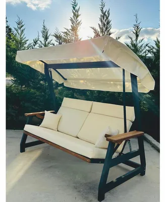 Obrázek produktu pro Casa Padrino Luxury Hollywood Swing Beige / Anthracite / Brown 226 cm - Zahradní nábytek a nábytek na terasu