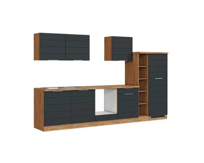 Produktbild von Held Möbel Küchenzeile ohne Geräte Florenz 330 cm grau matt zerlegt Variante reversibel 1108.6293