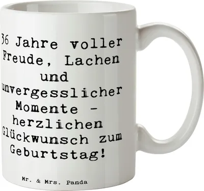 Produktbild von Mr. & Mrs. Panda Pott Spruch 36. Geburtstag - Weiß - Geschenk, Happy Birthday, liebevolle Geburtstagswünsche, Tasse, Geburtstagsfeier, zauberhaft, Keramiktasse, Teepott