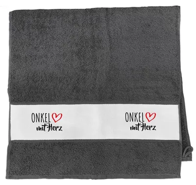 Produktbild von Huuraa Handtuch Onkel mit Herz 50x100cm Graphite Baumwolle Handtuch Geschenkidee