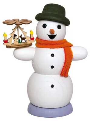 Produktbild von Drechslerei Kuhnert Räucherfigur - Schneemann mit Pyramide - ca.13 cm - für Räucherkerzen der Größe M (Standard) - 35037