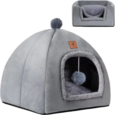 Obrázok produktu pre Posteľ pre mačky 2 v 1, plyšová, 40,5 x 40,5 x 40,5 cm, určená pre mačky