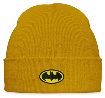 Produktbild von Spreadshirt DC Comics Batman Original Logo Stick Bestickte Wintermütze, One size, Senfgelb