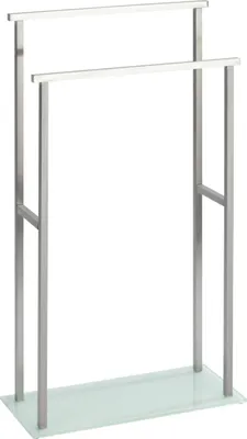 Produktbild von WENKO Stand Handtuch Butler DEBAR Ständer Edelstahl Halter 2 Stangen Glas Bad WC