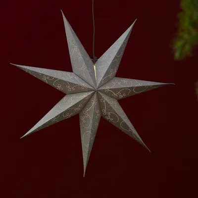 Image de Star Trading 501-40 Etoile en papier "Decorus", à 7 branches, couleur : argent, env. 75 cm Ø, sans câble
