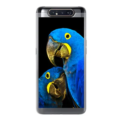 Produktbild von MuchoWow® Handyhülle Schutzhülle Hülle für Samsung Galaxy A80 Papagei - Vogel - Federn - Blau Silikon Softcase Handy Hülle - Schutzdeckel