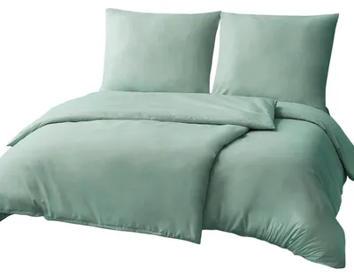 Produktbild von Bettwäsche-Set 135x200 cm Salbeigrün 4-teilig Mikrofaser mit Reißverschluss