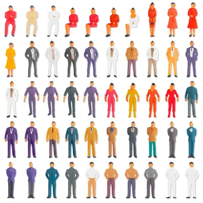 50 Minifiguren Maßstab 1:50, bunte Kunststofffiguren für Szenen