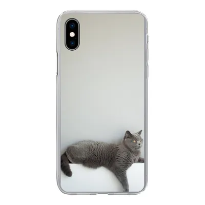 Produktbild von MuchoWow® Handyhülle Schutzhülle Hülle für iPhone Xs Katze - Britisch Kurzhaar - Grau - Mädchen - Kinder - Jungen - Kinder Silikon Softcase Handy Hülle - Handytasche