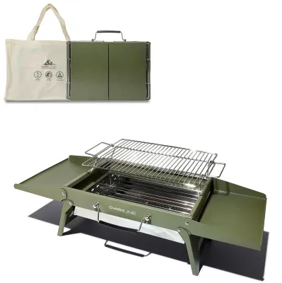 Productafbeelding van Opvouwbare draagbare houtskoolgrill, 39x27cm, voor 2-4 personen
