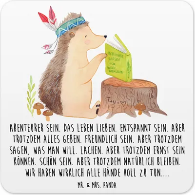 Produktbild von Mr. & Mrs. Panda Untersetzer für Gläser Igel Federschmuck 10er Set - Weiß - Geschenk, Camping, Indianer, Lagerfeuer, Coaster, Abenteuer, Tischuntersetzer, Tiere