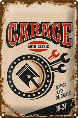 Produktbild von Blechschild Retro 20x30cm Garage auto repair service 00-24